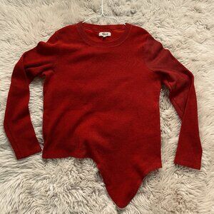 Madewell ribbed Texture Thread Long Sleeve Asymmetrical Shirt Rust knit Medium